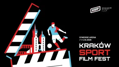 Plakat promujący Kraków Sport Film Fest w Synerise Arena w dniach 1-4 października 2026 roku.