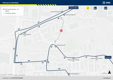 Nocne prace na Centralnej zmienią trasę linii 603